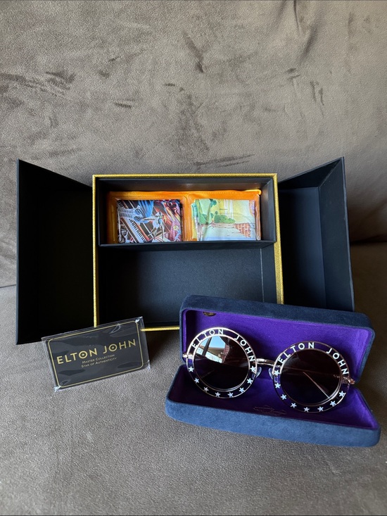 Elton John Accessories - Elton John Unisex Round Logo Sunglasses Brown Brand New w Case Box